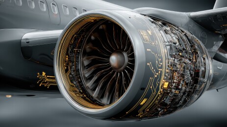 高科技喷气式飞机引擎内部结构