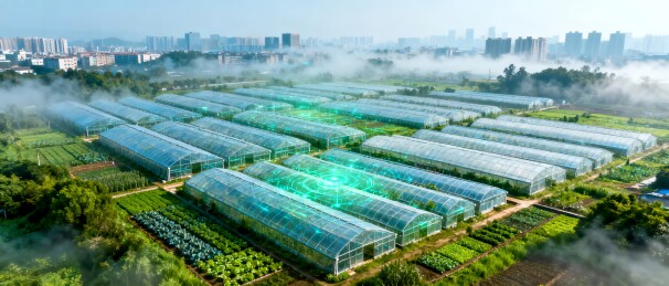 温室集群科技农业园区展示场景