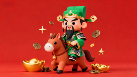 武财神骑马送金元宝迎新年