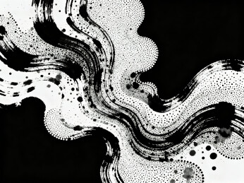 黑白的抽象墨迹笔刷泼墨艺术
