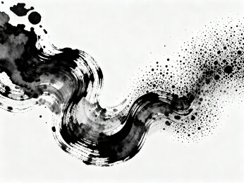黑白的抽象墨迹笔刷泼墨艺术
