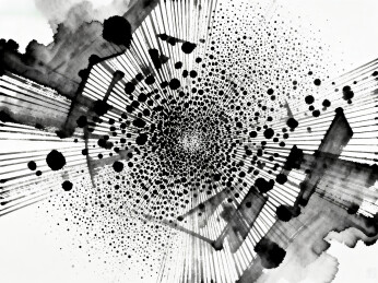 黑白的抽象墨迹笔刷泼墨艺术