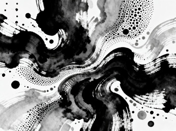 黑白的抽象墨迹笔刷泼墨艺术