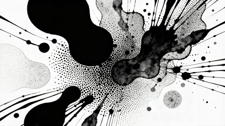 黑白的抽象墨迹笔刷泼墨艺术