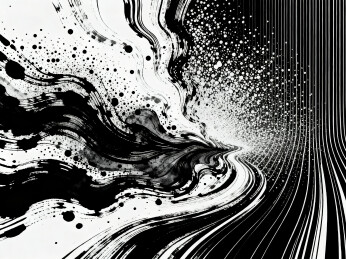 黑白的抽象墨迹笔刷泼墨艺术