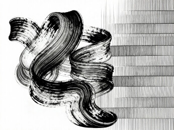 黑白的抽象墨迹笔刷泼墨艺术