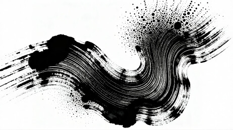 黑白的抽象墨迹笔刷泼墨艺术