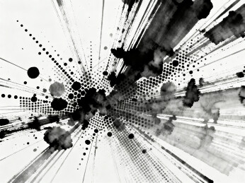 黑白的抽象墨迹笔刷泼墨艺术