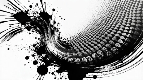 黑白的抽象墨迹笔刷泼墨艺术