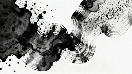 黑白的抽象墨迹笔刷泼墨艺术