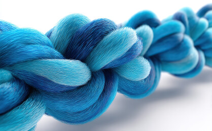 蓝色渐变毛线编织特写