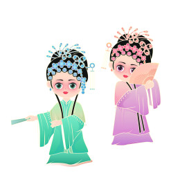 古风戏曲卡通双旦角形象