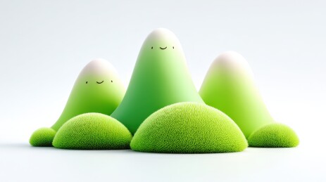 绿色毛绒造型物体