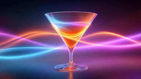 炫彩背景中的鸡尾酒杯