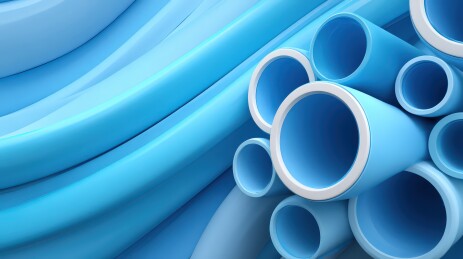 堆叠的蓝色塑料管道