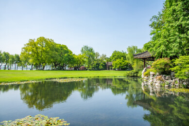 浙江杭州西湖园林春景