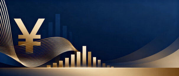 金色日元符号与金融图表