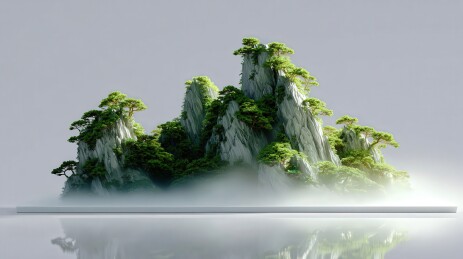 水墨风格立体假山景观