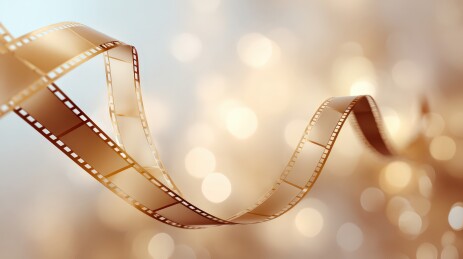 弯曲的金色电影胶片