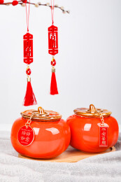 中国传统文化柿柿如意吉祥静物摆件