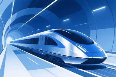 高速列车隧道穿行