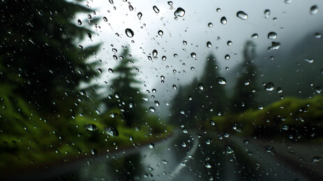 雨天车窗朦胧街景