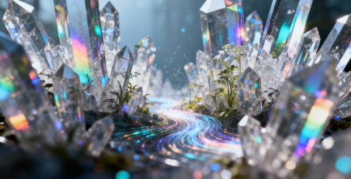 水晶森林中的彩虹小径