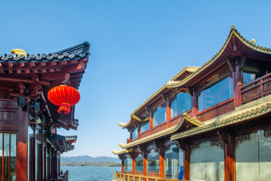 浙江杭州西湖中式游船