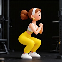女孩健身房深蹲锻炼