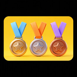 三枚奖牌排列展示