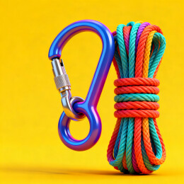 彩色绳子与蓝色安全扣