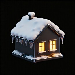 雪覆盖的小屋温暖灯光