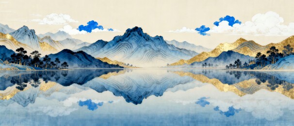 山水国风写意商业壁纸场景