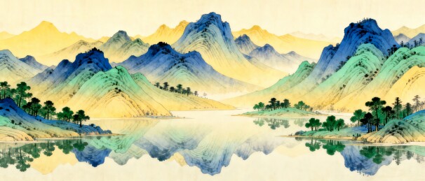山水国风写意商业壁纸场景