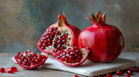 白色桌面上的石榴