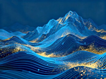 山峦鎏金感奇幻山水展示场景