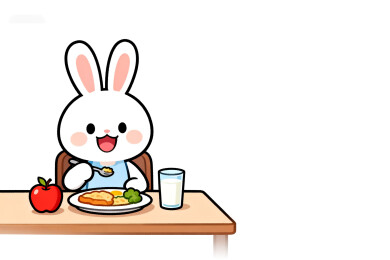 卡通兔子用餐场景可爱温馨