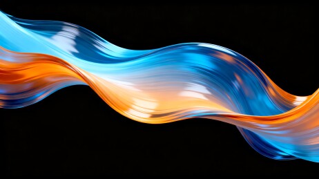 蓝橙流体金属感艺术设计展示场景