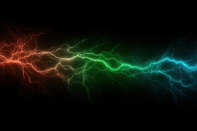 彩色闪电在黑色背景