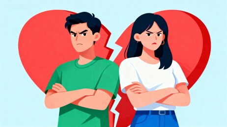 情侣分手心碎背景插画