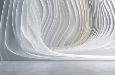 白色波浪形墙面艺术装置