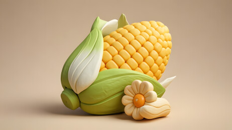 玉米逼真风格3D插画