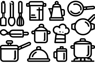 厨房用具图标集合展示