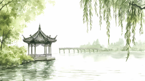 朦胧的中国园林亭阁