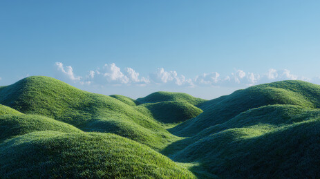 翠绿起伏的丘陵景观