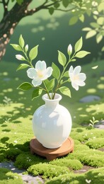 白色花瓶绿