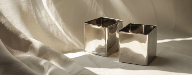 简约金属方形杯具静物