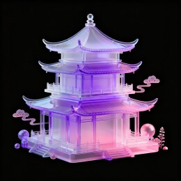 梦幻多层古建筑光影效果