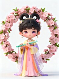 古风少女吹笛花环