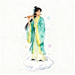 云上吹笛古装人物